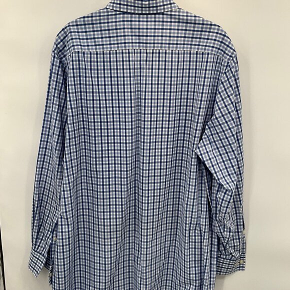 Michael Kors Men's Regular 16 1/2 32-33 Fit Non-Iron Blue & White Checkered Dres - Picture 3 of 5